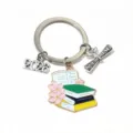 Graduation keychain with 2026 charm, stacked books and diploma charms for DIY graduation gifts. - Bachelor Cap and Book Pendant (SG-Z5-17-P3-54) / 1 Piece Pack (27x26.5mm)