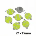 Alloy tennis ball shape double loop charms, enamel DIY jewelry connector accessories 21x15mm - Tennis (AL2-74) / 21x15mm