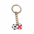 Gold-tone metal keychain featuring a football and a heart-shaped St. George's cross flag charm. - England Flag Style