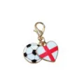 Metal Enamel Football and England Flag Heart Charm Pendant with Lobster Clasp DIY Jewelry - England Flag Football Pendant(SG-AL2-101) / 1 Piece Pack (32x16mm)