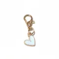 Gold-tone alloy lobster clasp with white enamel heart charm for DIY jewelry making. - Heart Pendant(SG-AG5-31-AB1-02)