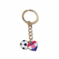 Gold alloy keychain with football and Croatia flag heart enamel pendant for keys accessories. - Croatia Flag Style