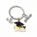 Graduation Keychain 2026 Mortarboard Cap Diploma Charm Alloy Keyring Gift Party - Number 2026 Pendant (SG-F6-24-P3-54) / 1 Piece (22x23mm)