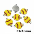 Lega Doppio Anello Baseball Goccia Olio Ciondolo DIY Accessori per Gioielli 23x16mm - Baseball (AL2-76) / 23x16mm