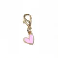 Gold alloy lobster clasp charm with pink enamel heart pendant for DIY jewelry making. - Heart Pendant(SG-AG5-33-AB1-02)