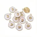 White enamel alloy conch shell pendant charm, DIY handmade jewelry making accessory. - Conch Style (AL3-83) / 18x14mm