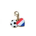 Gold-alloy keychain with lobster clasp, football and heart-shaped flag charm pendants. - Flag Football Pendant(SG-AL2-103) / 1 Piece Pack (32x16mm)