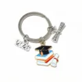 Graduation keyring with 2026 charm, bachelor cap and books pendant, metal alloy. - Bachelor Cap Pendant (SG-Z6-18-P3-54) / 1 Piece/Pack (21x21mm)