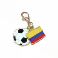Alloy soccer football and Colombia flag enamel charm pendant with lobster clasp key ring. - Colombia Flag / 37x17mm 2.7g