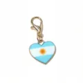 Argentina flag heart enamel charm pendant with gold lobster clasp DIY jewelry accessory - Argentina Flag Style