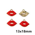Red lip alloy pendant DIY jewelry accessory, 13x18mm enamel charm for necklace bracelet. - AL3-108