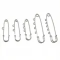Stainless steel safety pins set with welded small hanging loops decorative brooch jewelry crafting findings - 50mm 1 Ring / Steel