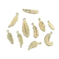 Gold stainless steel feather charms pendants DIY jewelry making accessories for necklaces keychains - Random Mixed / Gold Mix