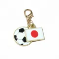 Metal football and Japan flag enamel charm pendant with lobster clasp DIY keychain accessory - Japan Flag / 37x17mm 2.7g
