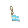 Argentina flag enamel charm pendant with gold lobster clasp for DIY jewelry making. - Argentine Flag Style (SG-D5-27) / 30x14mm