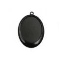 Black oval alloy pendant tray detail, ideal for DIY jewelry crafting and custom necklace designs. - B2-19 / Inner Size 30x40mm (9g)