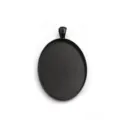 Black oval alloy pendant tray base 30x40mm for DIY jewelry making and crafting details. - B2-20 / Inner Size 30x40mm (6.8g)