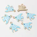 Blue and white striped fish alloy DIY jewelry charm pendant, perfect for handmade craft making. - Blue Stripe