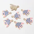 Enamel striped fish alloy DIY jewelry pendant charm, cute marine animal design for crafting. - Pink Stripe