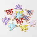 Colorful enameled striped fish charms alloy DIY jewelry pendants, cute animal charms for crafting. - Random Mix