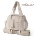 Beige multi-functional fitness yoga gym tote bag with detachable strap and mat holder - Camel