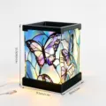 Buntglas Schmetterling LED Nachtlicht mit USB Netzteil, Acryl Nachttisch Tischlampe. - Kartonverpackung / YDTYU057
