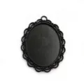 Black oval alloy pendant tray blank detail 30x40mm for jewelry DIY crafting supplies - B2-23 / Inner Size 30x40mm (9.4g)