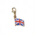 British flag enamel metal charm pendant with gold lobster clasp DIY key ring detail - UK Flag Style (SG-D5-36) / 30x14mm