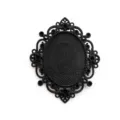 Black oval alloy pendant tray detail, vintage hollow DIY jewelry setting accessory, 30x40mm. - B2-25 / Inner Size 30x40mm (15.4g)