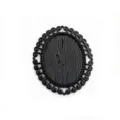 Détail de plateau de pendentif ovale noir, bélière filigrane vintage pour bijoux DIY. - B2-30