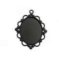 Plateau pendentif ovale noir pour bijoux DIY, base de sertissage camée en alliage métal détail. - B3-57