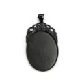 Plateau pendentif ovale noir en alliage avec design vintage idéal pour la création DIY. - B3-58