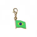 Alloy Brazil flag enamel charm pendant with lobster clasp keyring DIY keychain accessory. - Brazilian Flag Style (SG-D5-30) / 30x14mm