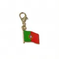 Portugal flag enamel pendant with lobster clasp, perfect for DIY keychain and charm decor. - Portuguese Flag Style (SG-D5-33) / 30x14mm