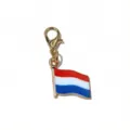Gold-tone alloy enamel flag charm pendant with lobster clasp for DIY keychains and jewelry. - Netherlands Flag Style (SG-D5-34) / 30x14mm