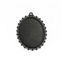 Plateau pendentif ovale noir en alliage base vide cabochon pour accessoires de bijoux DIY - B4-27