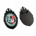 Gothic Wolf and Girl Oval Brooch Pendant Vintage Alloy Jewelry DIY Clothing Accessory Gift - B3-04 / 30x40mm Inner Diameter