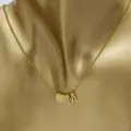 Gold stainless steel initial M and heart pendant necklace, fashion couple jewelry accessory - Heart Letter M / Gold