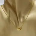 Gold stainless steel heart and letter pendant necklace, elegant couple jewelry accessory. - Heart Letter Q / Gold