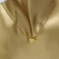 Gold stainless steel heart and letter V pendant necklace for women fashion jewelry. - Heart V / Gold