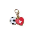 Alloy Heart Flag Oil Drop Football Pendant with Lobster Clasp Keychain DIY Jewelry Accessory - Switzerland Flag Football Pendant(SG-AL2-105) / 1 Piece Pack (32x16mm)