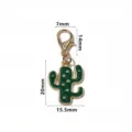 Gold alloy cactus enamel pendant with lobster clasp DIY jewelry making accessory charm. - SG-C5-23 (Cactus Shape)