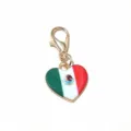 Gold tone alloy enamel heart Mexican flag charm pendant with lobster clasp for DIY jewelry making - Mexico Flag Style