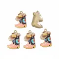 Pendentifs Bottes Cowboy Western Émaillés en Alliage Doré pour Création de Bijoux - AL1-198 (24x15mm / 1,2g)
