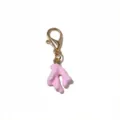 Gold alloy lobster clasp pink enamel coral pendant DIY charm jewelry accessory lightweight 1.4g - Pink