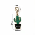 Alloy oil drop cactus pendant with lobster clasp DIY jewelry making accessories detail view - SG-C5-25 (Hello Cactus)