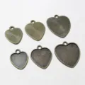 Heart bezel pendant trays alloy blank cabochon setting DIY jewelry making accessories wholesale - 16mm / Bronze