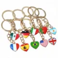 Porte-clés drapeau national cœur en alliage anneau métal accessoire bijoux DIY en gros - Style Mixte Aléatoire
