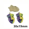 Mardi Gras jester mask metal enamel pendants DIY jewelry making accessories 30x19mm - AL3-44
