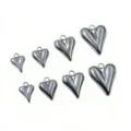 Stainless steel 3D puffy heart charms for jewelry making, DIY necklace and keychain pendants. - 12x8mm / Steel